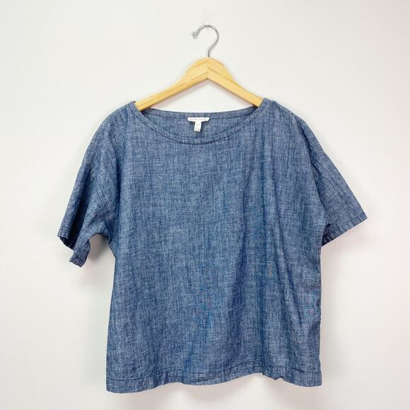 Eileen Fisher Organic Hemp and Cotton Boxy Short Sleeve Tunic Top XS - Picture 2 of 6